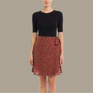 Love Hanna Brown Polka Dot White‎ Black Wrap Skirt